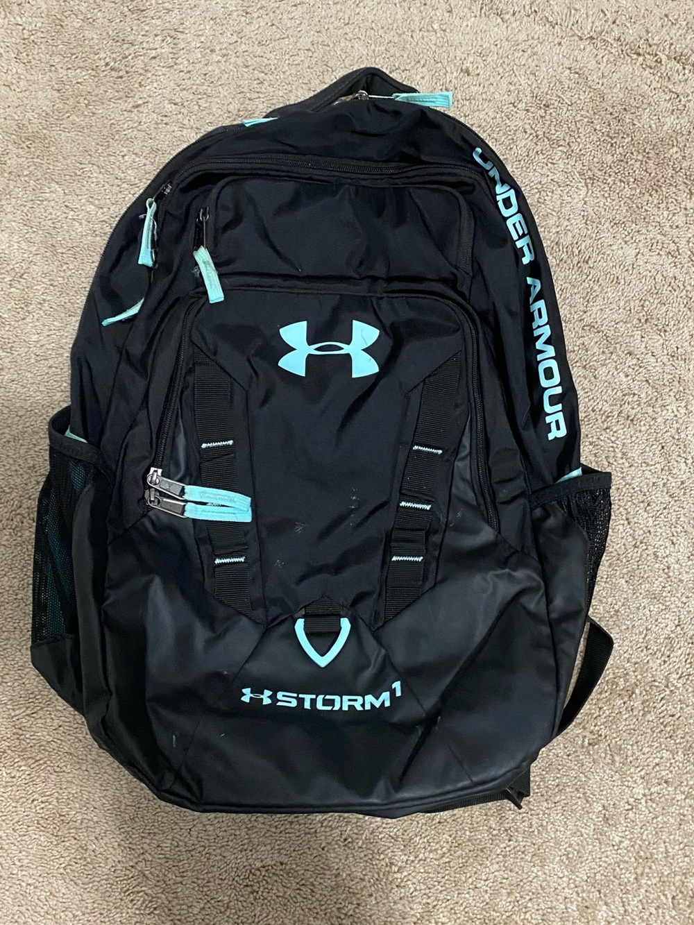 Under Armour Black Backpack with Light Teal Accents
